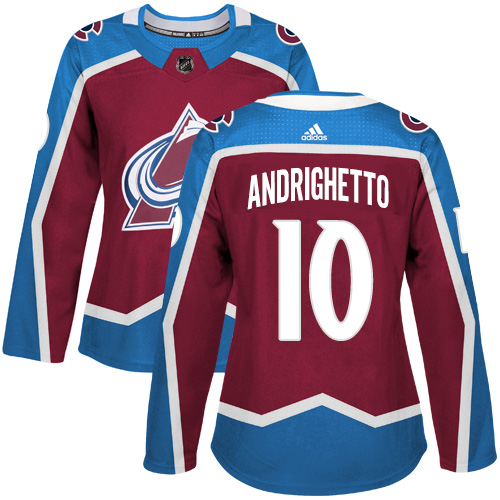 Adidas Colorado Avalanche 10 Sven Andrighetto Burgundy Home Authentic Women Stitched NHL Jersey
